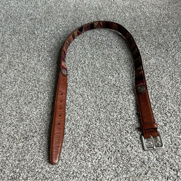 Orvis Bison Leather Western Woven Nickel Belt, 46” - Picture 4 of 9